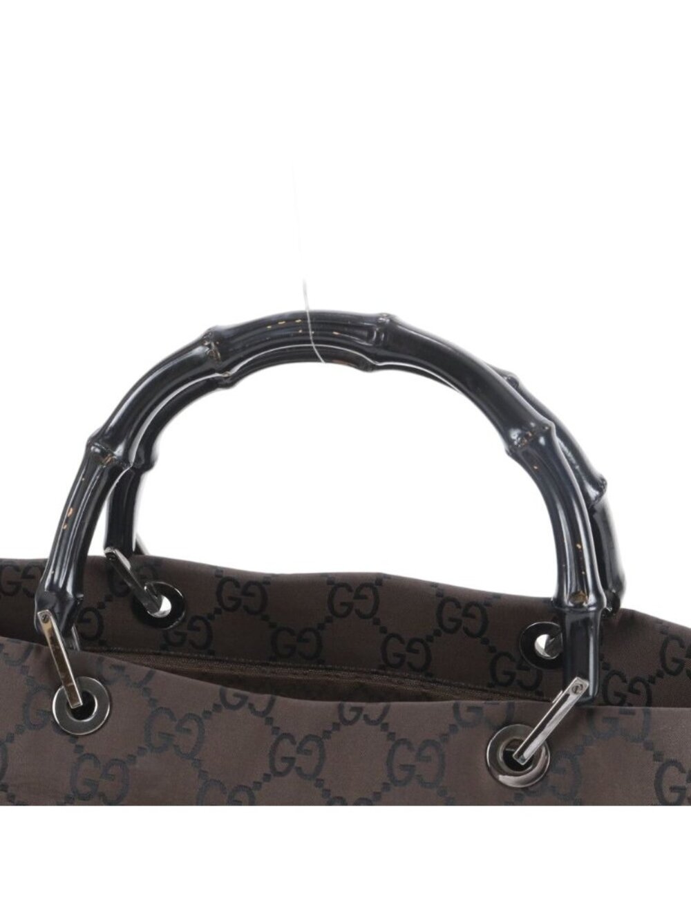 Gucci Bamboo GG Nylon 002 Leather Tote Shoulder Hand Brown - Picture 2 of 11